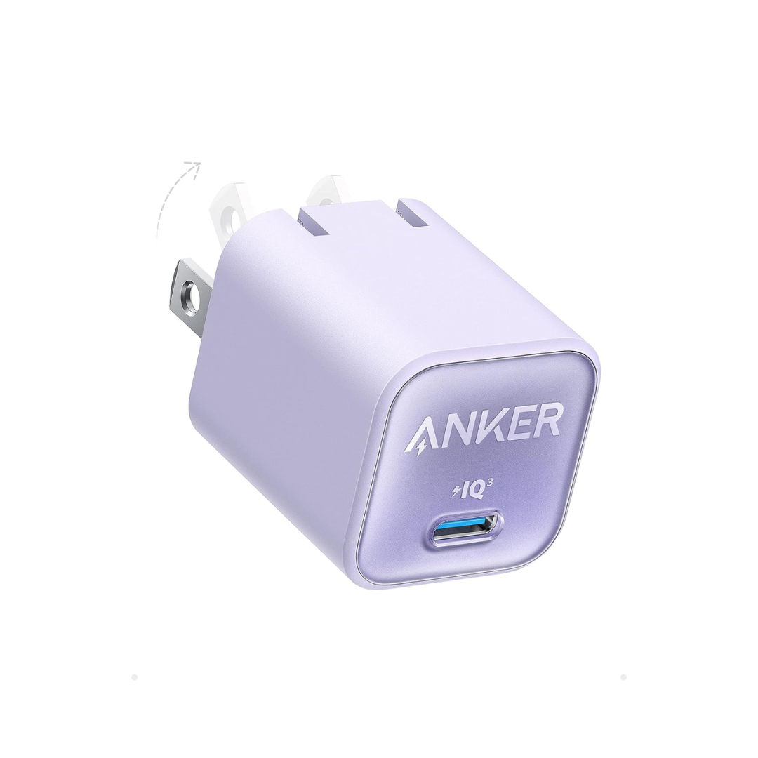 Anker Cargador tipo C 30W carga rápida para iPhone 17/16/15/14, iPad, Samsung Galaxy