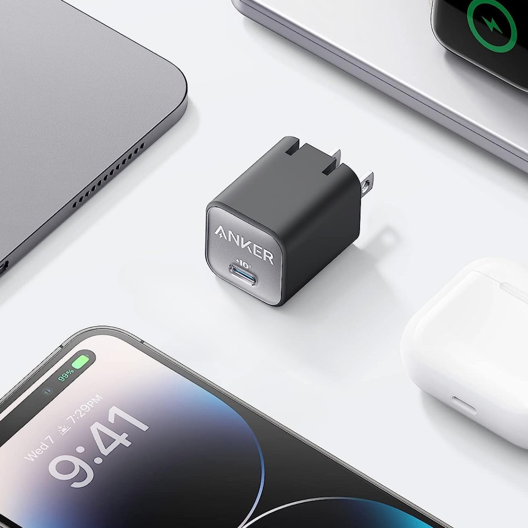 Anker Cargador tipo C 30W carga rápida para iPhone 17/16/15/14, iPad, Samsung Galaxy