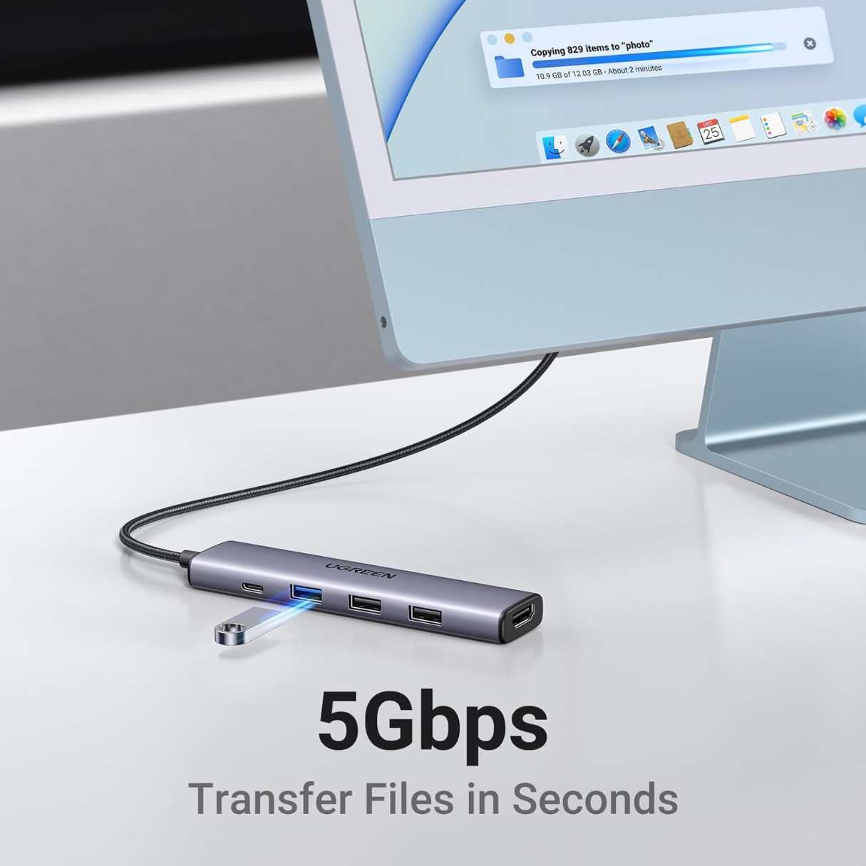 Ugreen Revodok Adaptador multipuerto tipo C 5 en 1, 4K Hdmi, 100W, para macbook pro/Air/IPad y más
