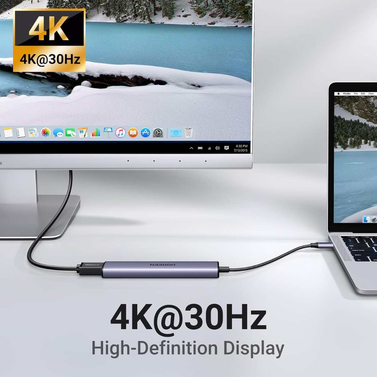 Ugreen Revodok Adaptador multipuerto tipo C 5 en 1, 4K Hdmi, 100W, para macbook pro/Air/IPad y más