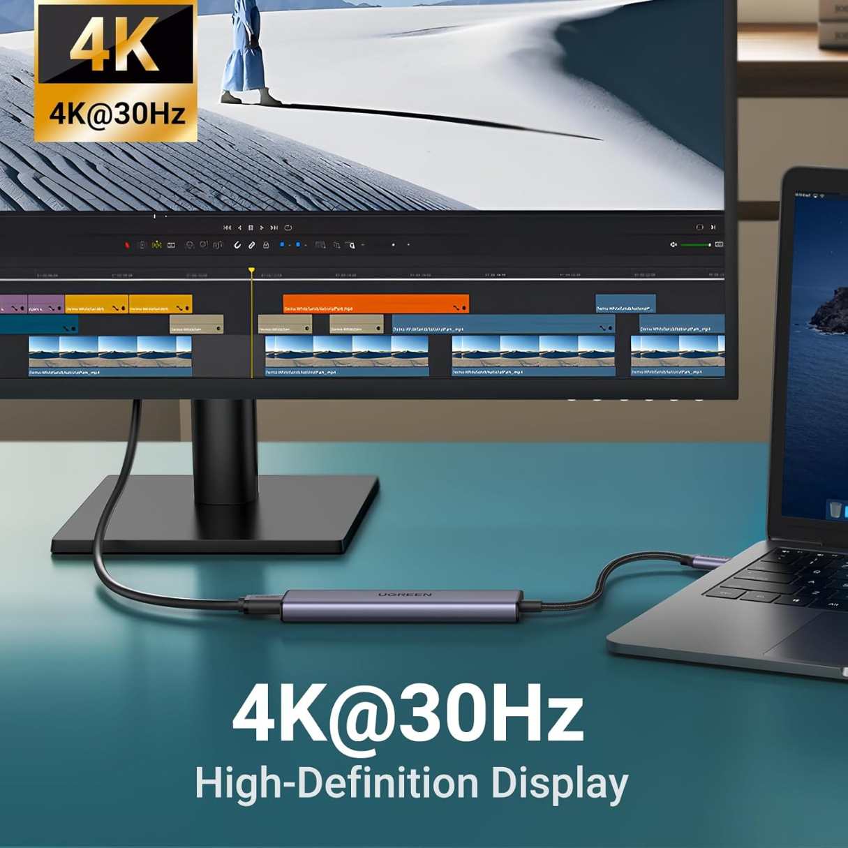 Ugreen Revodok Adaptador multipuerto tipo C 5 en 1, 4K Hdmi, 100W, para macbook pro/Air/IPad y más