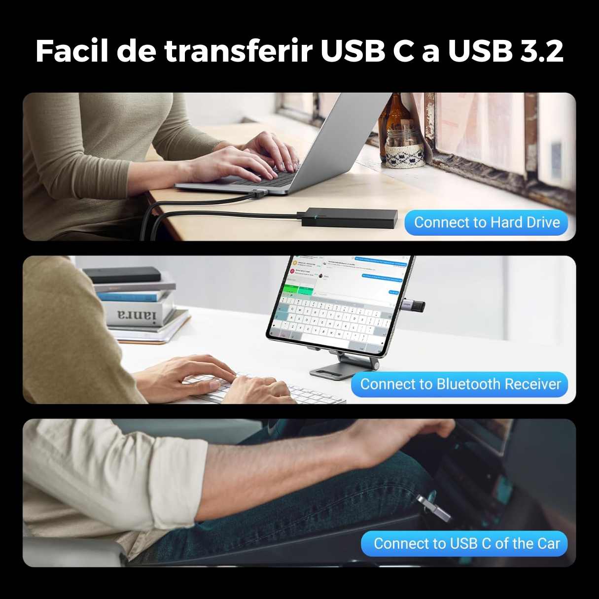 Ugreen adaptador tipo C a USBA 3.2 hembra /tipo C hembra a USBA macho de 10GBPS thunderbolt para Macbook