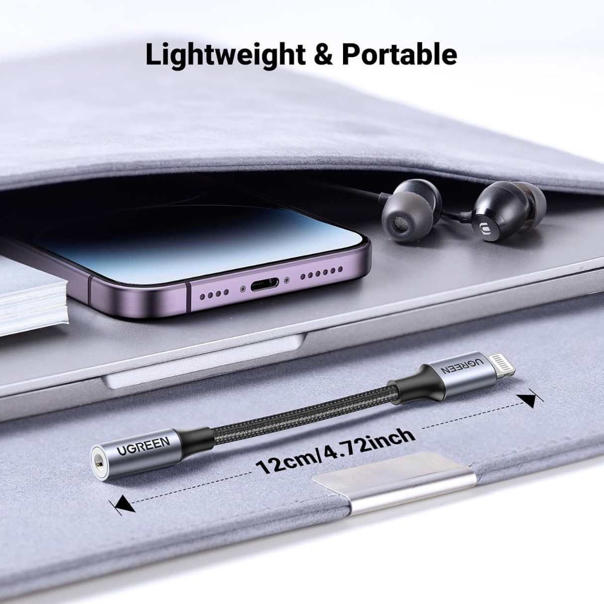 Ugreen Adaptador de auriculares Lightning a 3.5mm, auxiliar de audio compatible con iPhone 14/13/12/11