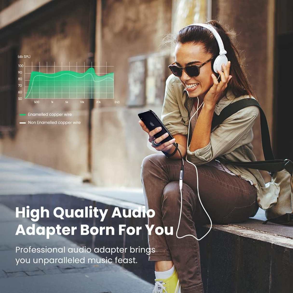 Ugreen Adaptador de auriculares Lightning a 3.5mm, auxiliar de audio compatible con iPhone 14/13/12/11