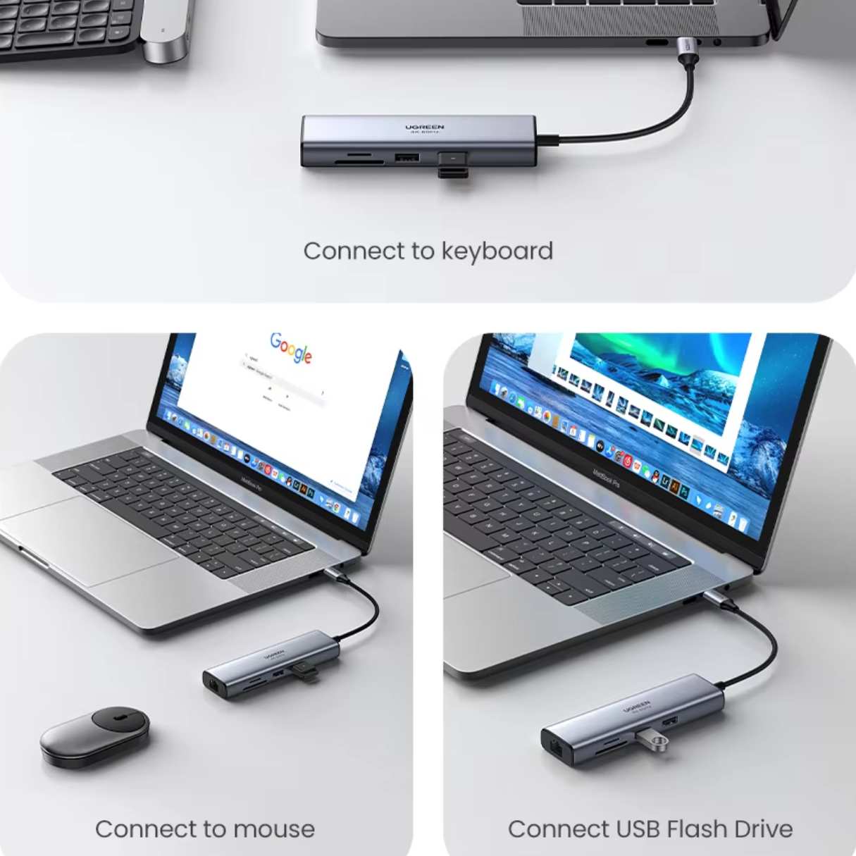 Ugreen Revodok Adaptador de red 7 en 1 4K, HDMI, PD de 100W, lector de tarjetas para lapto Macbook/iPAd/Samsug Galaxy/iPhone
