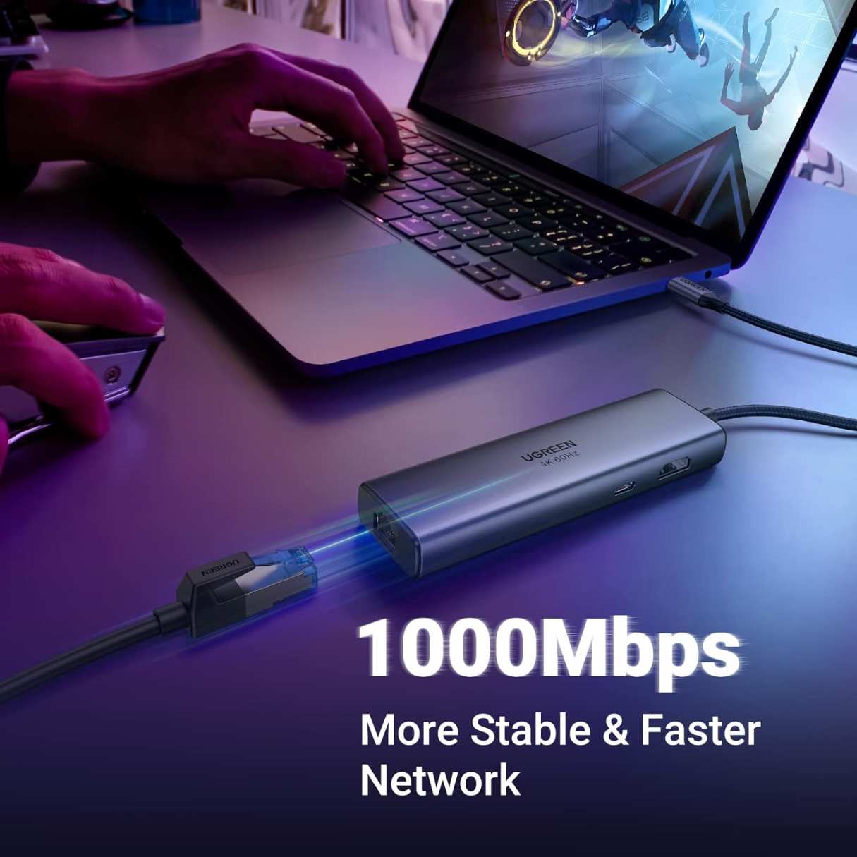 Ugreen Revodok Adaptador de red 7 en 1 4K, HDMI, PD de 100W, lector de tarjetas para lapto Macbook/iPAd/Samsug Galaxy/iPhone