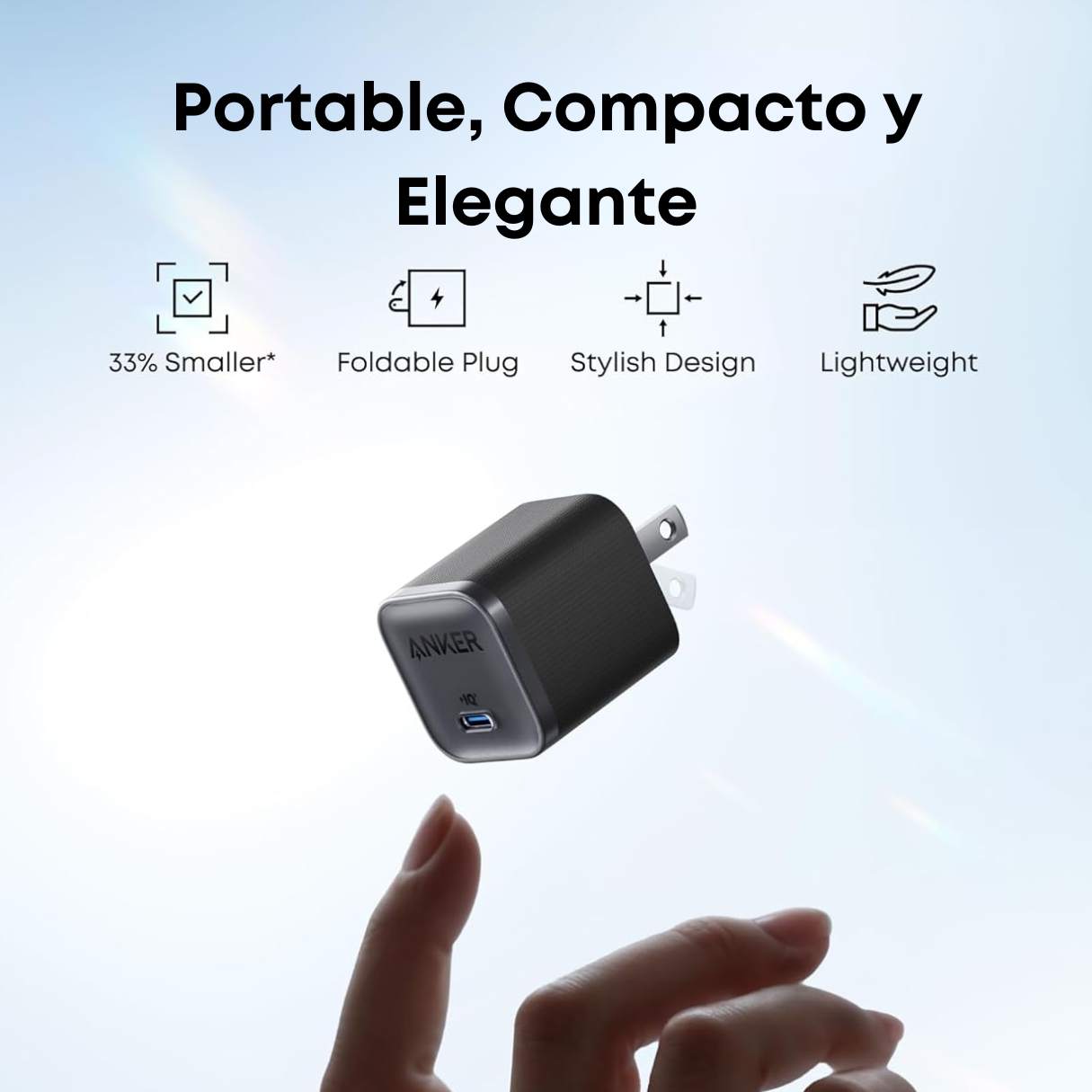 Anker Cargador tipo C Nano de 45 W de carga súper rápida, compacto y plegable con cable tipo C C 1.80M
