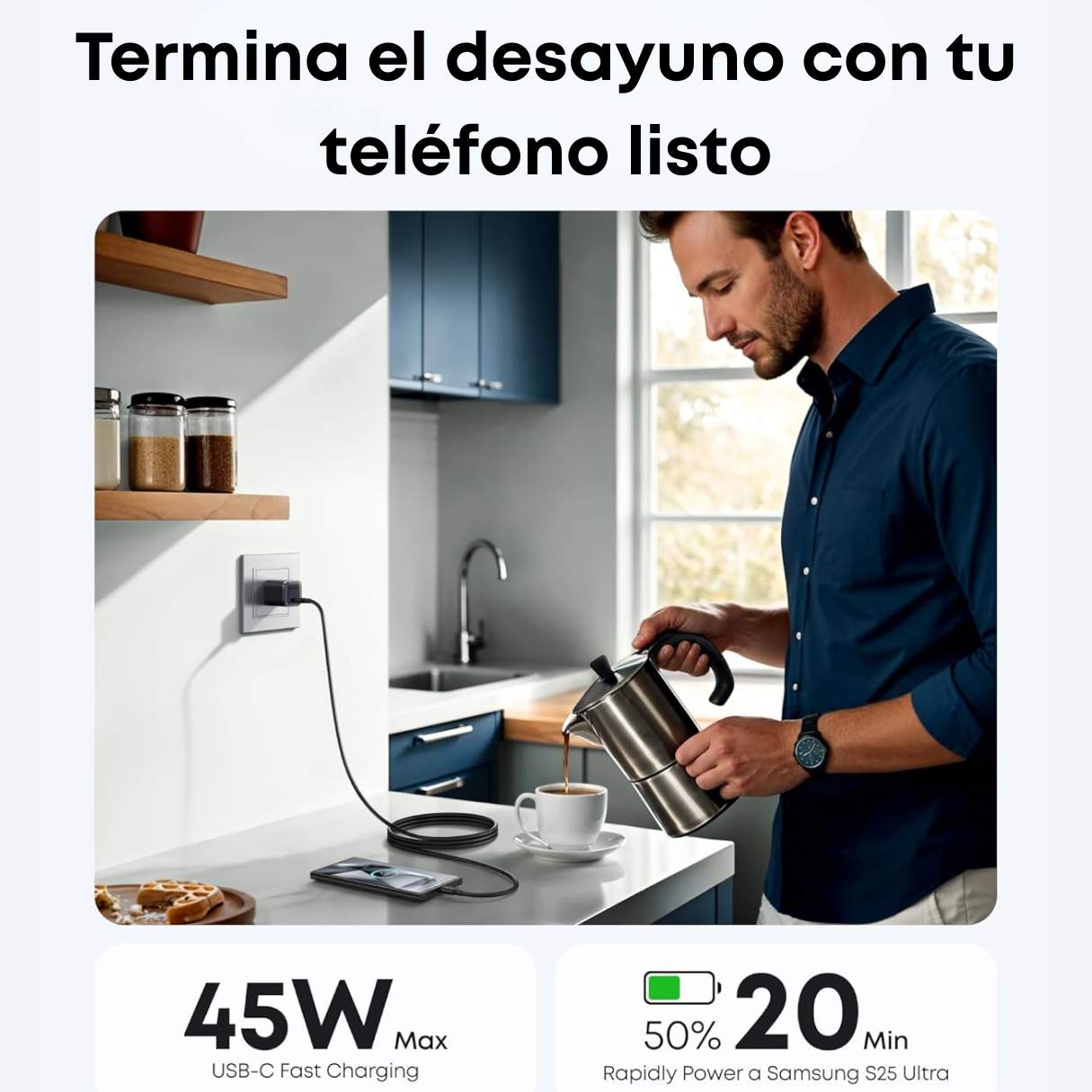 Anker Nano Cargador USB-C 45W – Carga Rápida con Cable