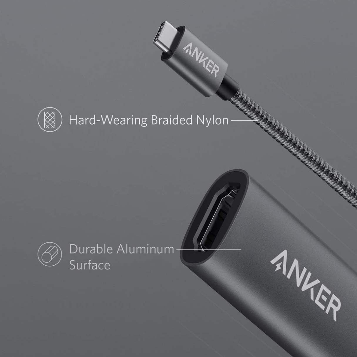 Anker Adaptador tipo C a HDMI 4K (@60Hz), para MacBook Pro, Air, iPad, Pixelbook, XPS, Galaxy y más