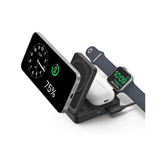 Anker MagGo - Estación de carga 3 en 1 para iPhone 16, compatible con MagSafe plegable de 15W certificado Qi2, AirPods, Apple Watch 10/9/Ultra