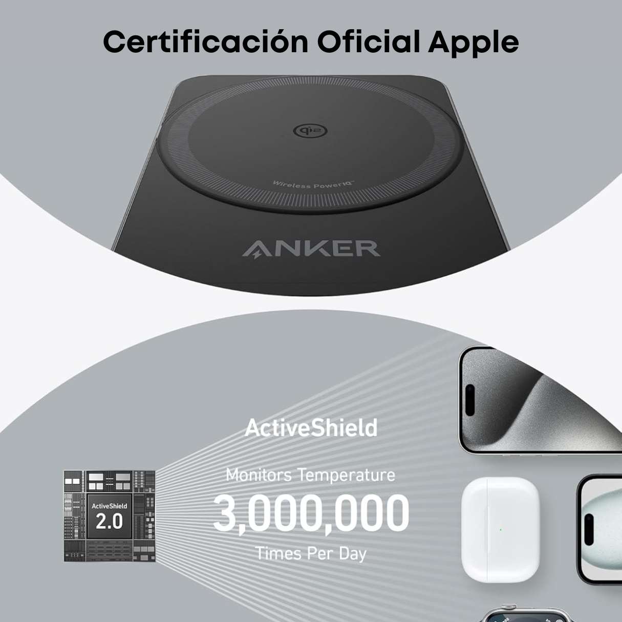 Anker MagGo - Estación de carga 3 en 1 para iPhone 16, compatible con MagSafe plegable de 15W certificado Qi2, AirPods, Apple Watch 10/9/Ultra
