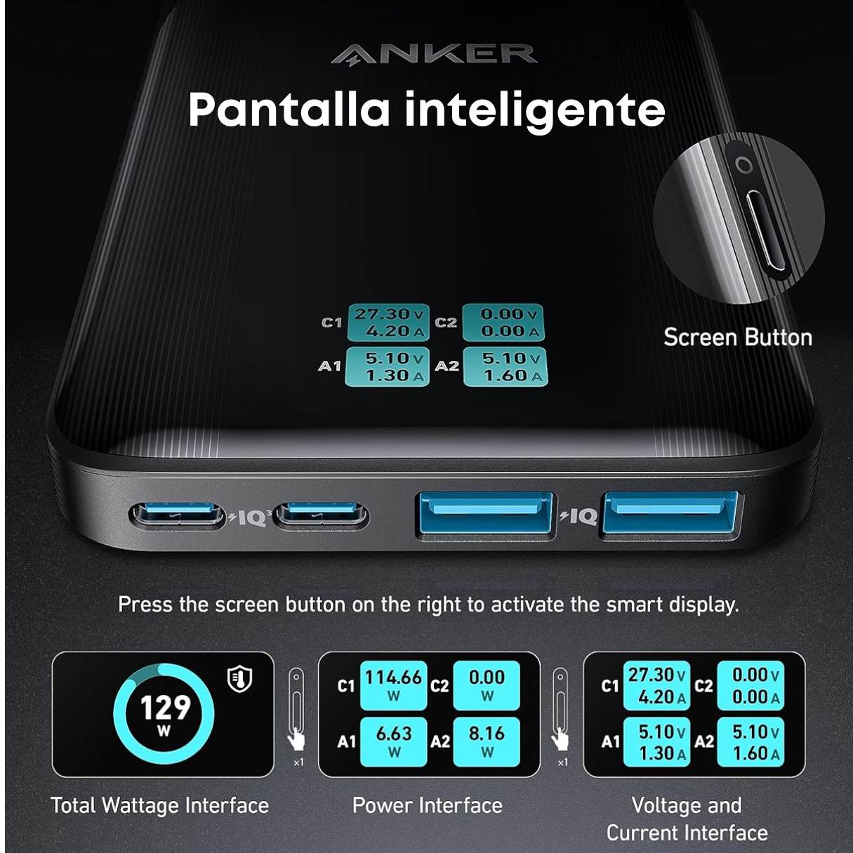 Anker Prime - Estación de carga 6 en 1, 140 W, cable de extensión desmontable para MacBook/iPhone/Galaxy/Dell y más