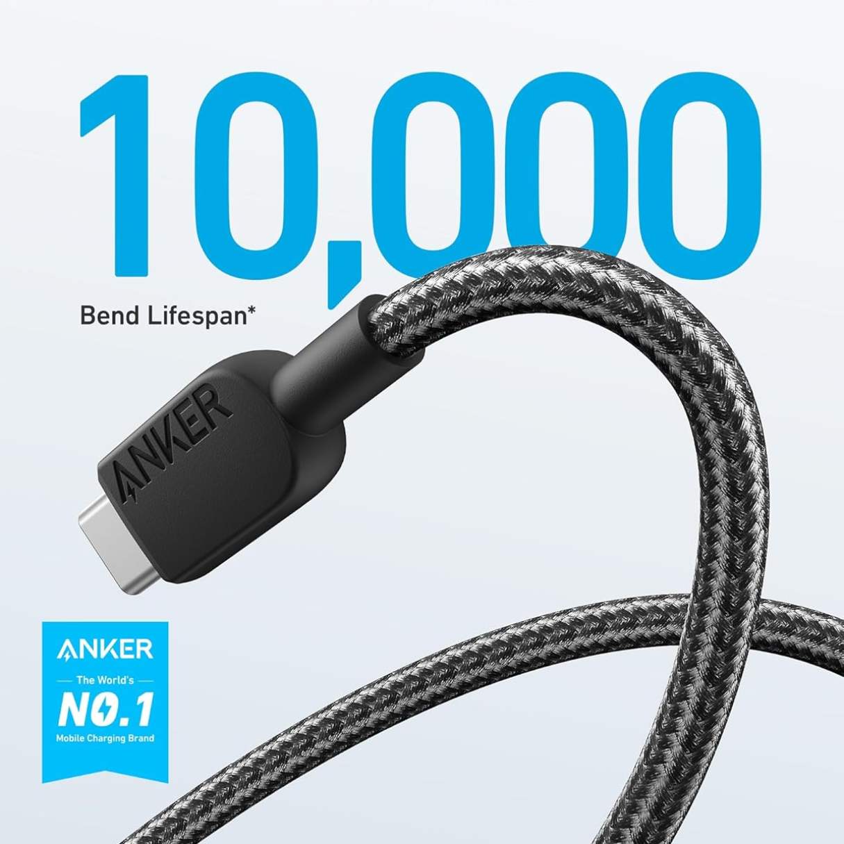 Anker cable tipo USBA a USBC (paquete 2 unidades), 1.80M, duradero en nailon trenzado, para celulares, tablets, auriculares, y más