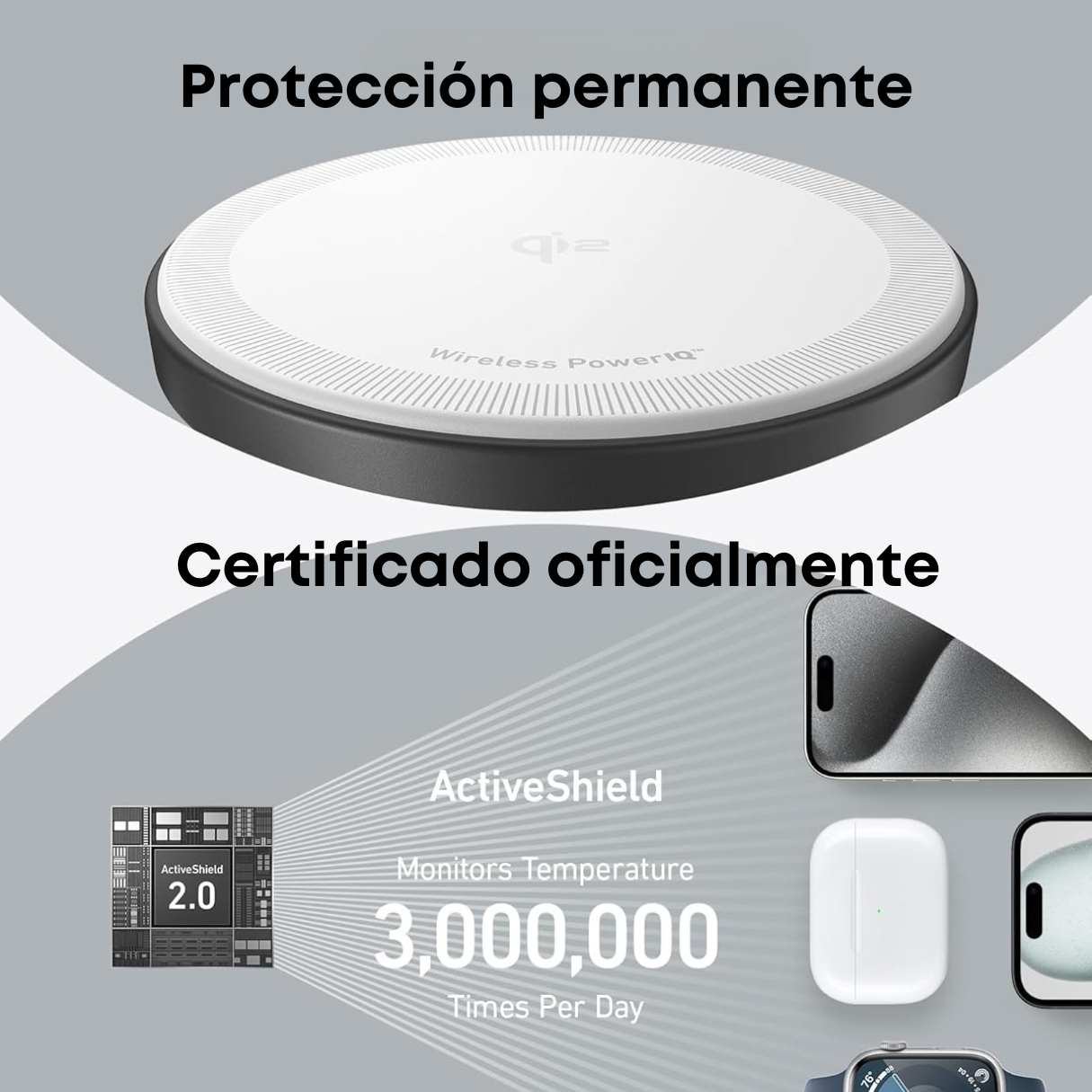 Cargador MagSafe Anker MagGo 15W certificado Qi2 para iPhone 16-12 series, Apple Watch-AirPods