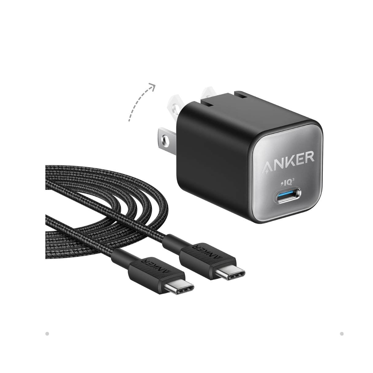 Anker Cargador tipo C 30W + cable tipo C-C carga rápida para iPhone 17/16/15/iPad/Samsung, Google Pixel y más