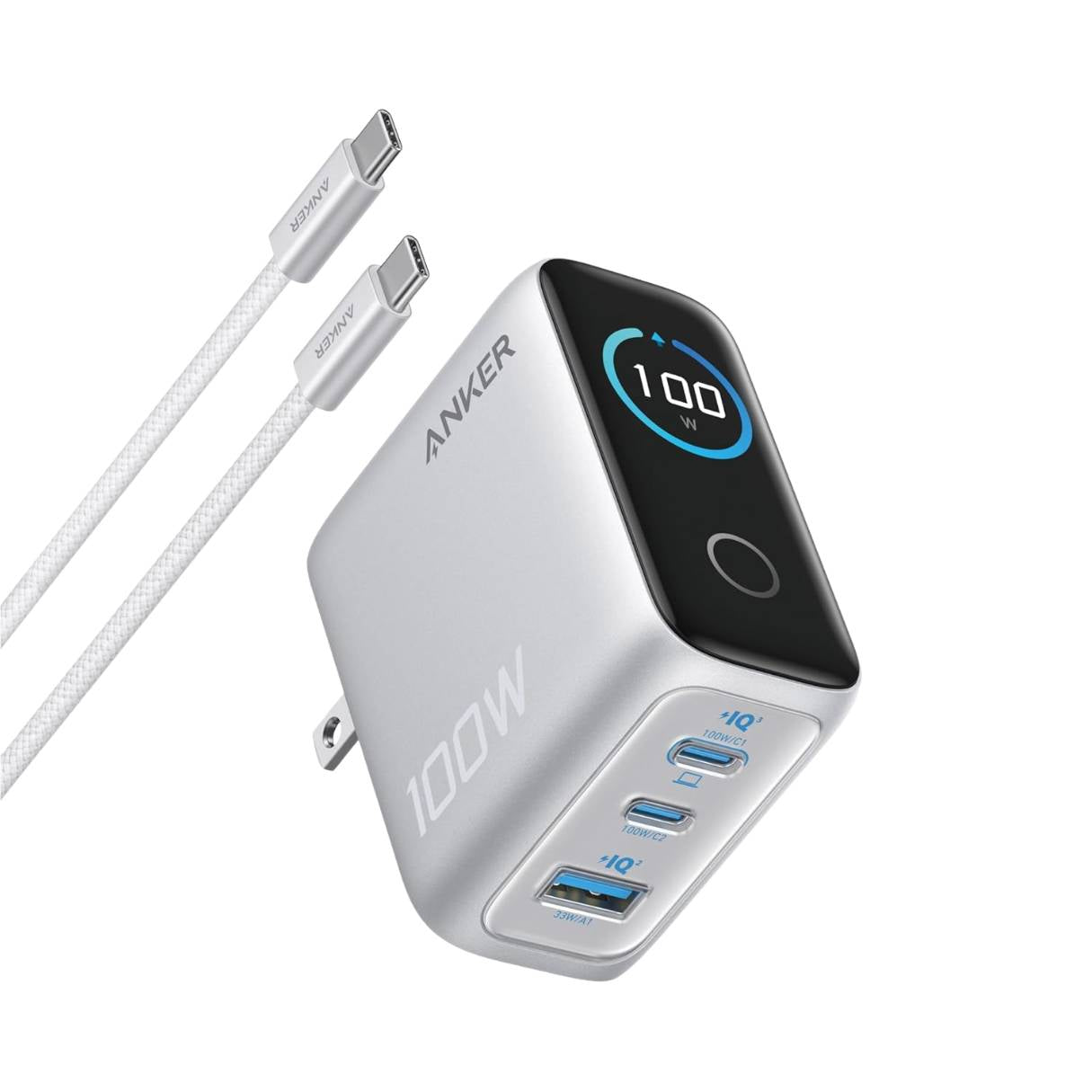 Anker Cargador 100W pantalla inteligente con cable