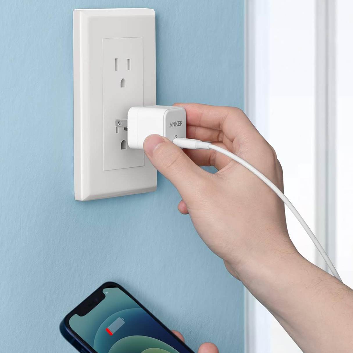 Cargador tipo C Anker 20W (paquete 2 unidades) para iPhone 13/12/11/SE/X/8/7