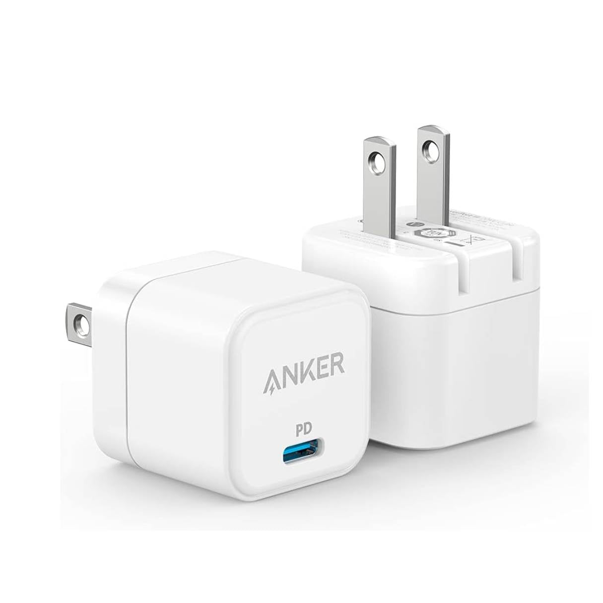 Cargador tipo C Anker 20W (paquete 2 unidades) para iPhone 13/12/11/SE/X/8/7