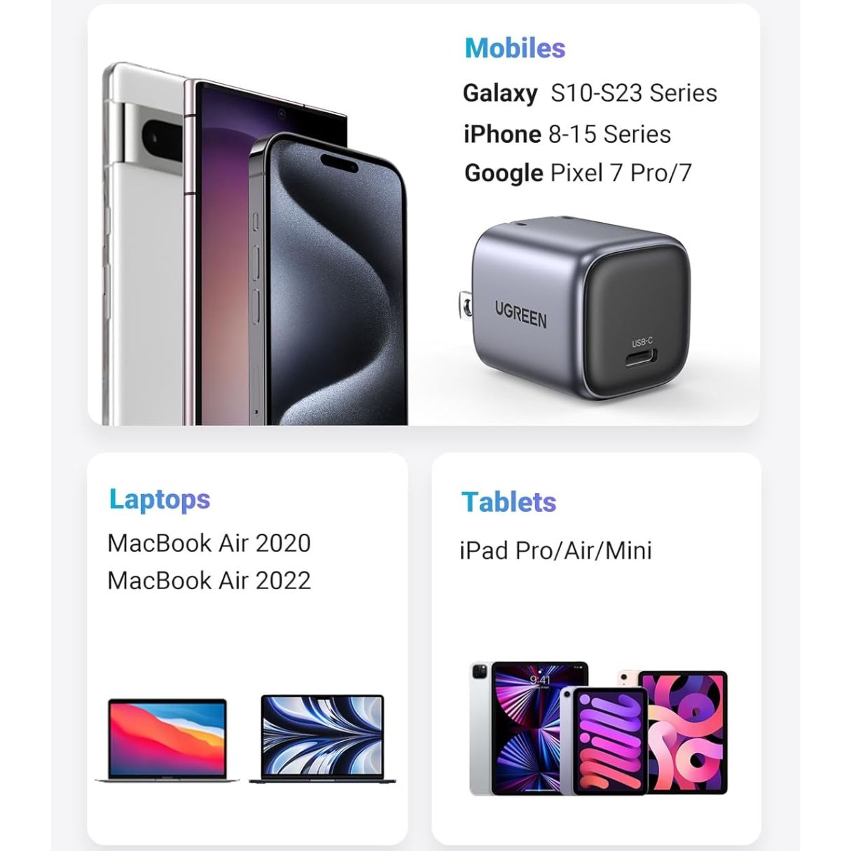 Ugreen cargador tipo C 30W, Nexode plegable para iPhone 17/16/15, Samsung Galaxy S24/S23/S22