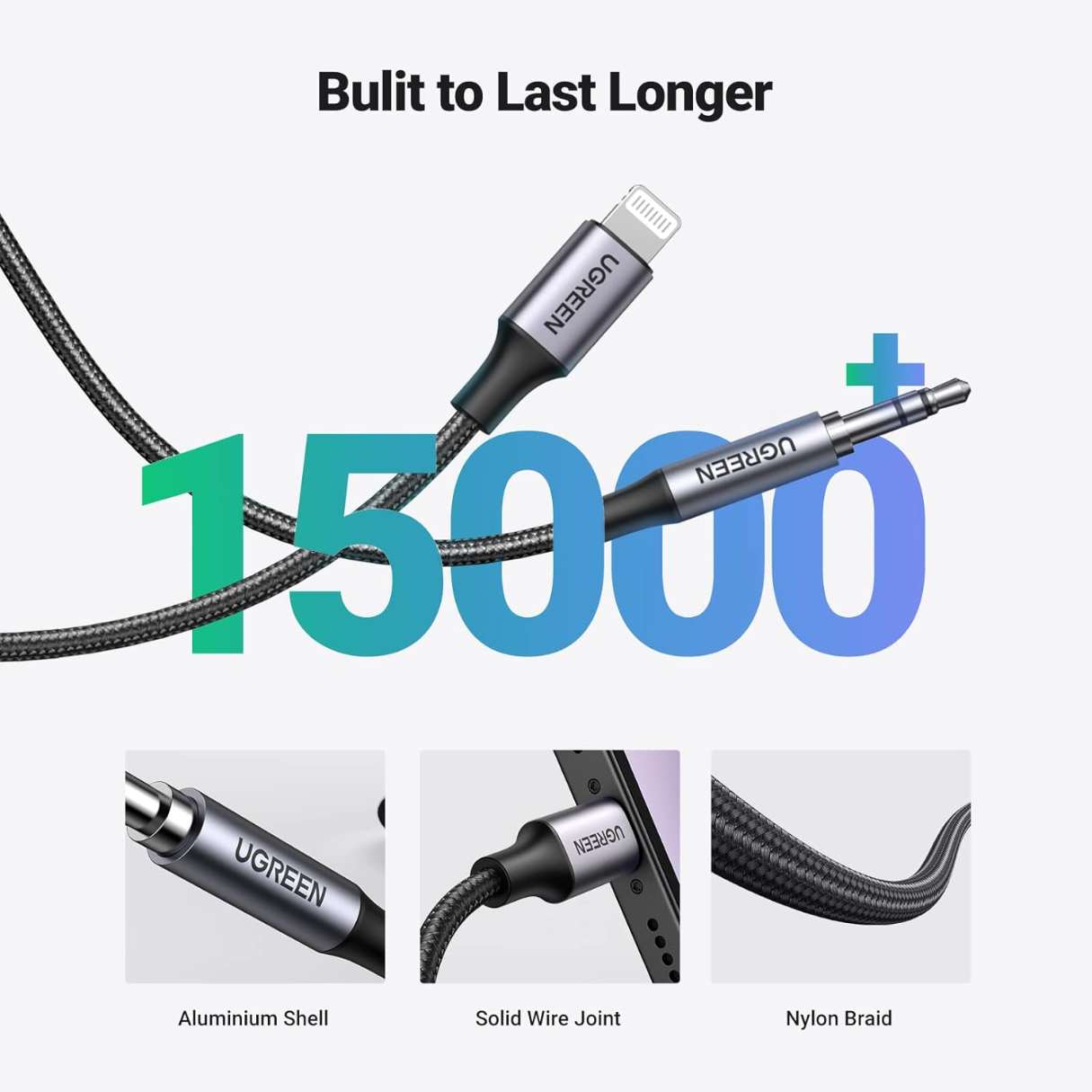 Ugreen Cable adaptador Lightning Certificado MFi para iPhone a 3.5m para iPhone 14/13/12/11/XR