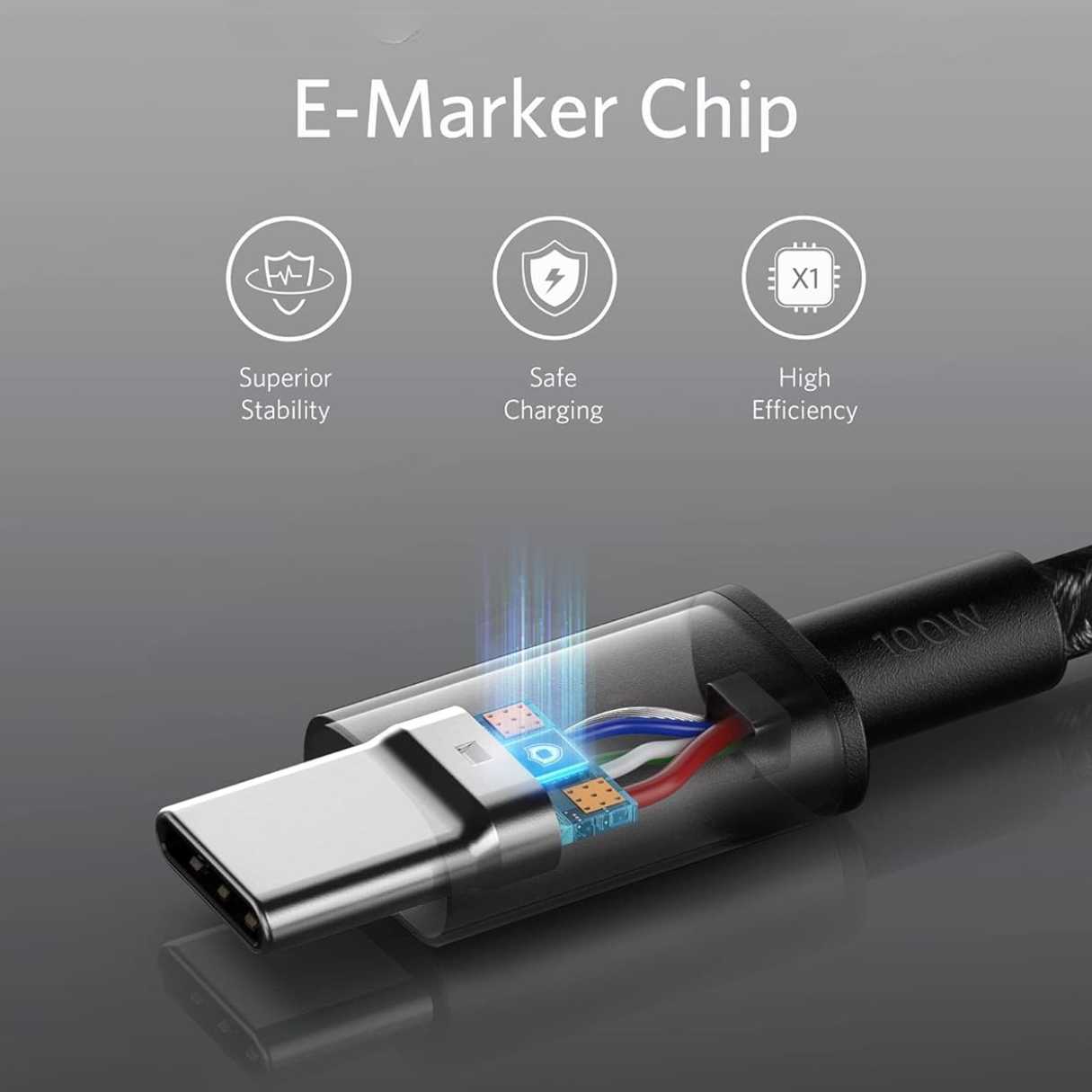 Anker cable tipo C a C (paquete 2 unidades), carga rápida 100W 1.80M, duradero en nailon trenzado, para laptops, celulares, tablets y más