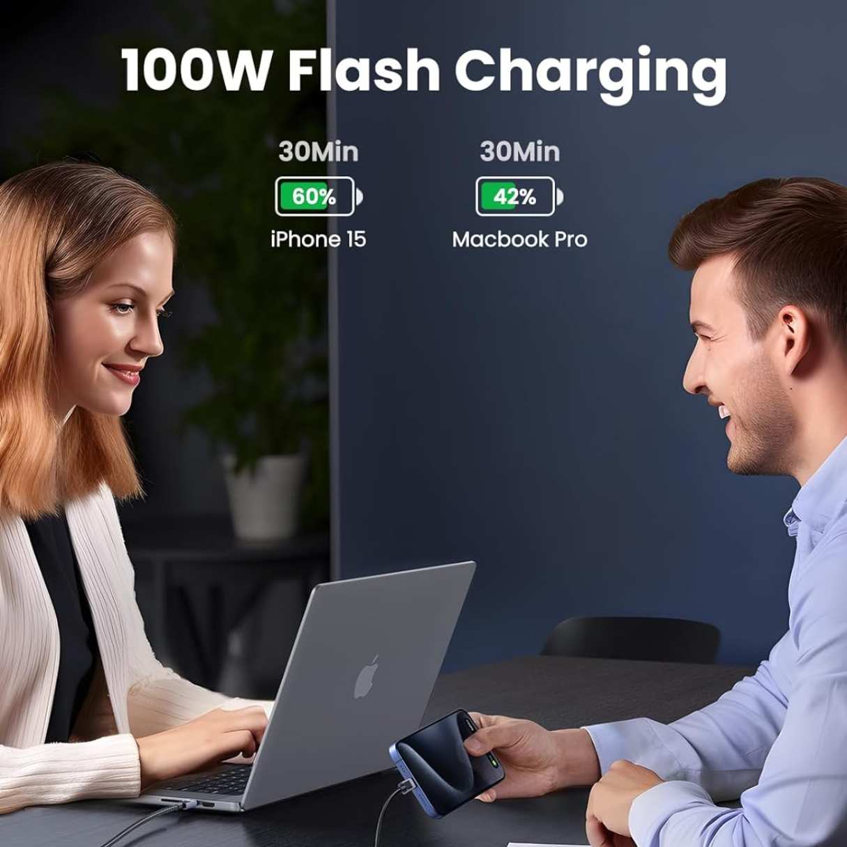 Ugreen cable tipo C 100W carga rápida para Samsung Galaxy, iPhone 16/15, Macbook, iPad
