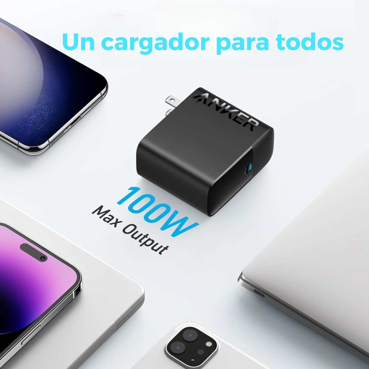 Anker Cargador tipo C para MacBook de 100W, compacto y plegable para MacBook Pro/Air/Dell/Lenovo y más