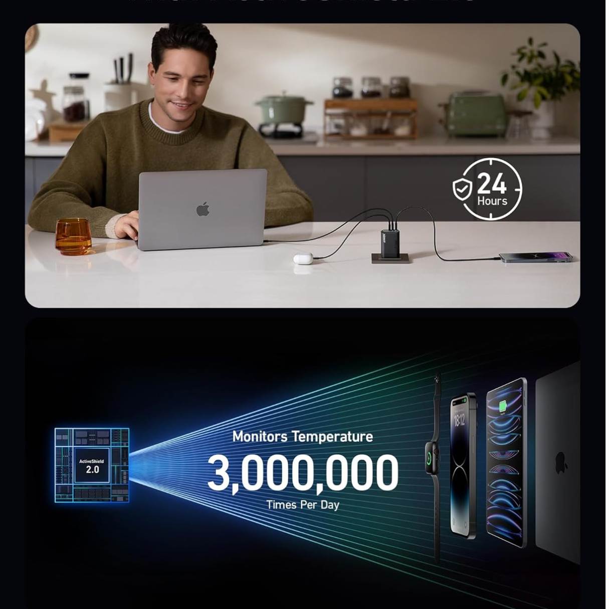 Anker Prime Cargador 100W 3 puertos para MacBook, iPad, iPhone, AirPods, Galaxy y más