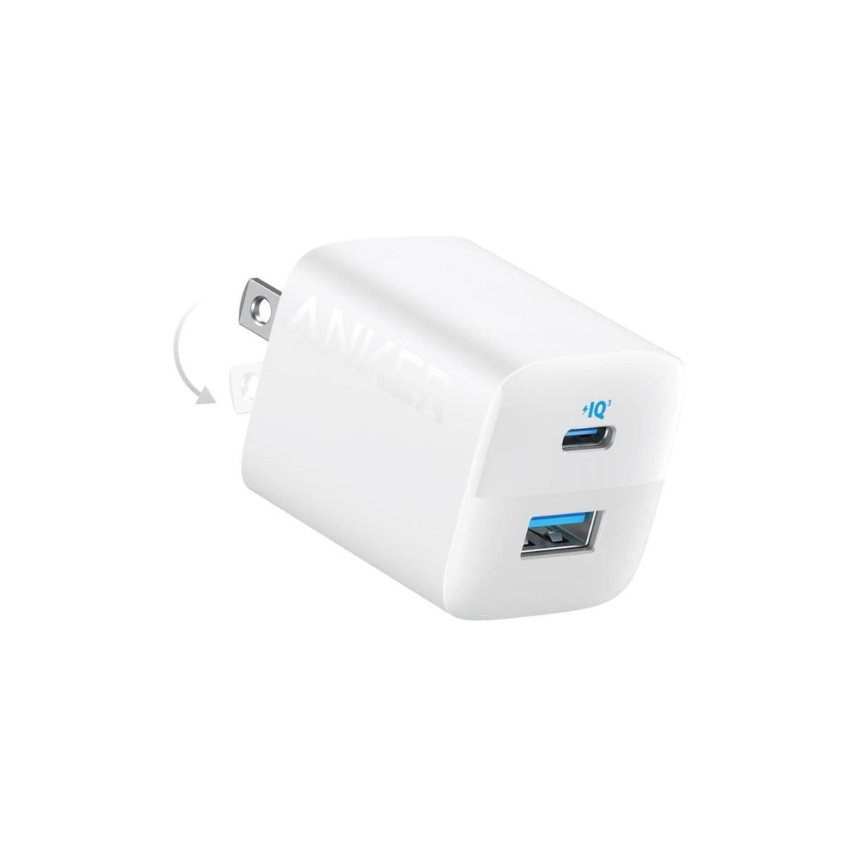 Anker Cargador compacto de 2 puertos de 33W con enchufe plegable para iPhone serie 17/16, Galaxy y más