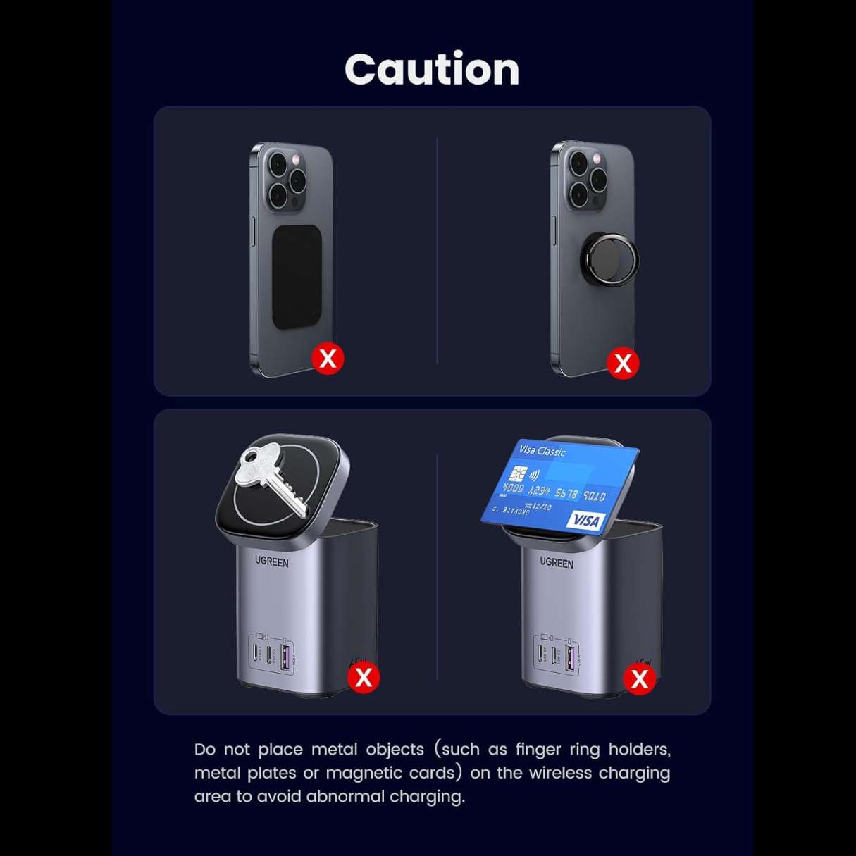 Ugreen Estación de carga 65 W, 3 puertos con cargador inalámbrico Qi2 de 15 W, plegable, para iPhone 17/16/15/14/13/12, MacBook, iPad