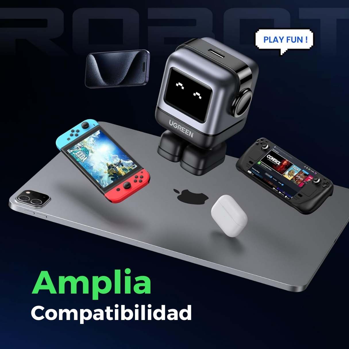 Cargador Ugreen Nexode Robot 30W carga rápida para iPhone 17/iPad/Galaxy