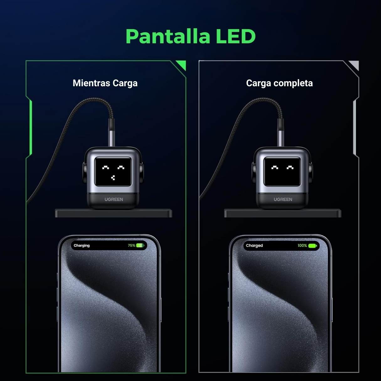 Ugreen cargador Robot GaN 3 puertos 65W para Macbook/iPad/iPhone, Samsung Galaxy S25 Ultra