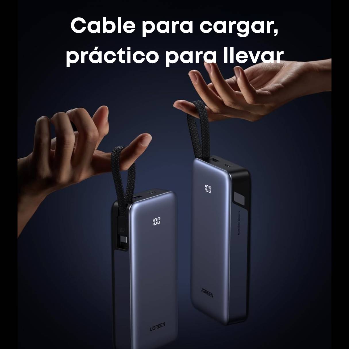Ugreen Nexode Power Bank 20000mAh 45W con cable integrado, carga rápida para iPhone /Samsung S25 Ultra/iPad Pro y más