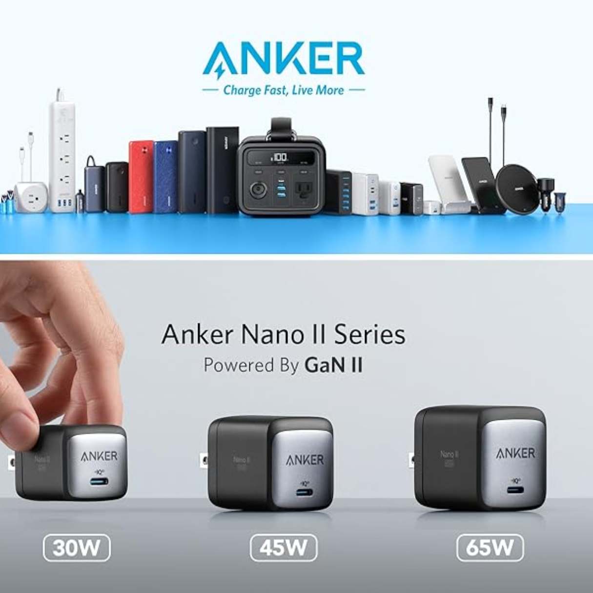 Anker 713 Nano II 45W Cargador tipo C para Samsung Galaxy S25/24/S23 Ultra, MacBook Pro 13/iPad/iPhone 17