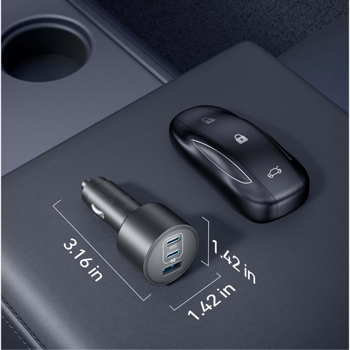 Anker Cargador de Vehículo tipo C de 167.5W 3 puertos para MacBook, iPhone 16/15/14, Samsung S25/S24/Ultra, iPad Pro y más