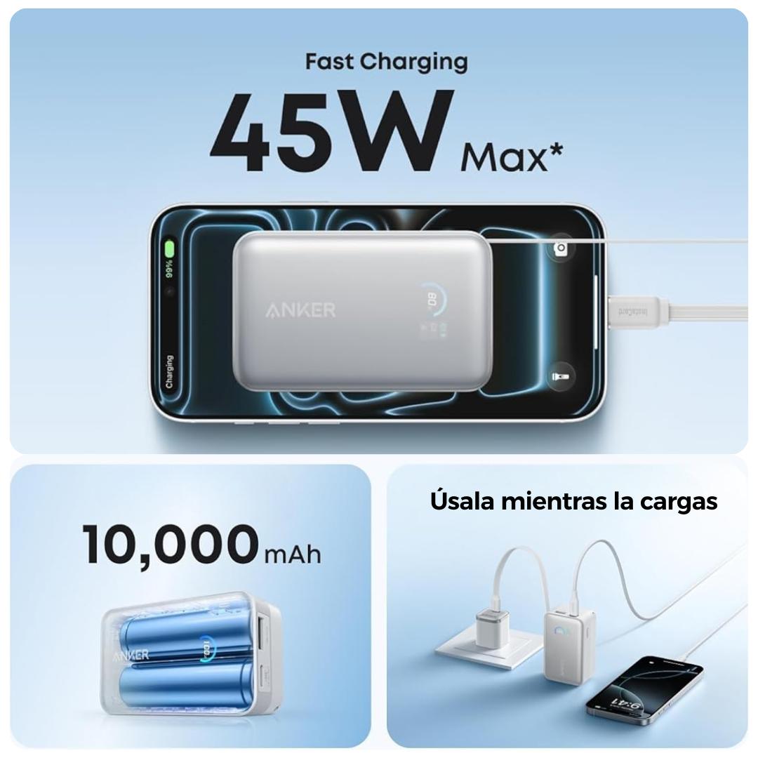 Anker Nano Power Bank de 45W con cable integrado - 10k mAh