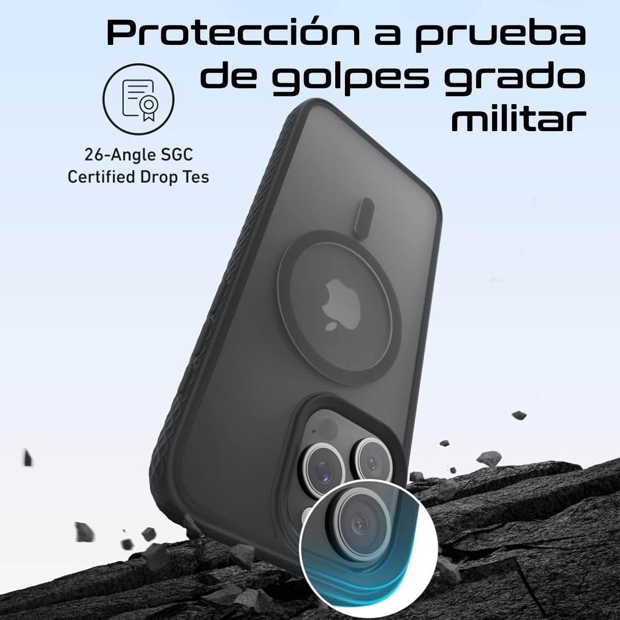 Anker Funda MagSafe para iPhone 15 Plus translúcida textura contra caídas de grado militar, delgada, resistente, duradera