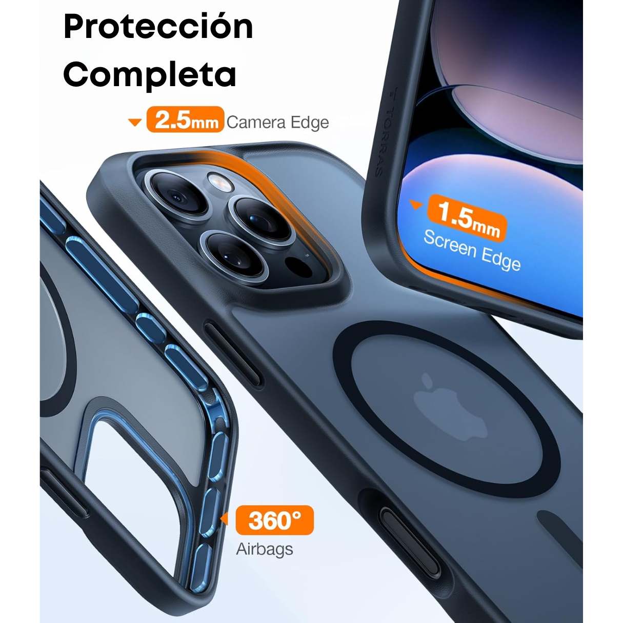 Torras Funda MagSafe para iPhone 16 Pro Max a prueba de golpes contra caídas de grado militar, translúcida delgada