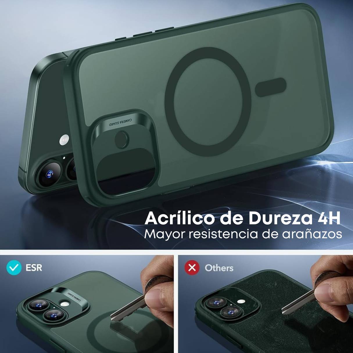 ESR Funda para iPhone 17, control de cámara, compatible con MagSafe, tecnología Shockof de grado militar, verde esmerilado