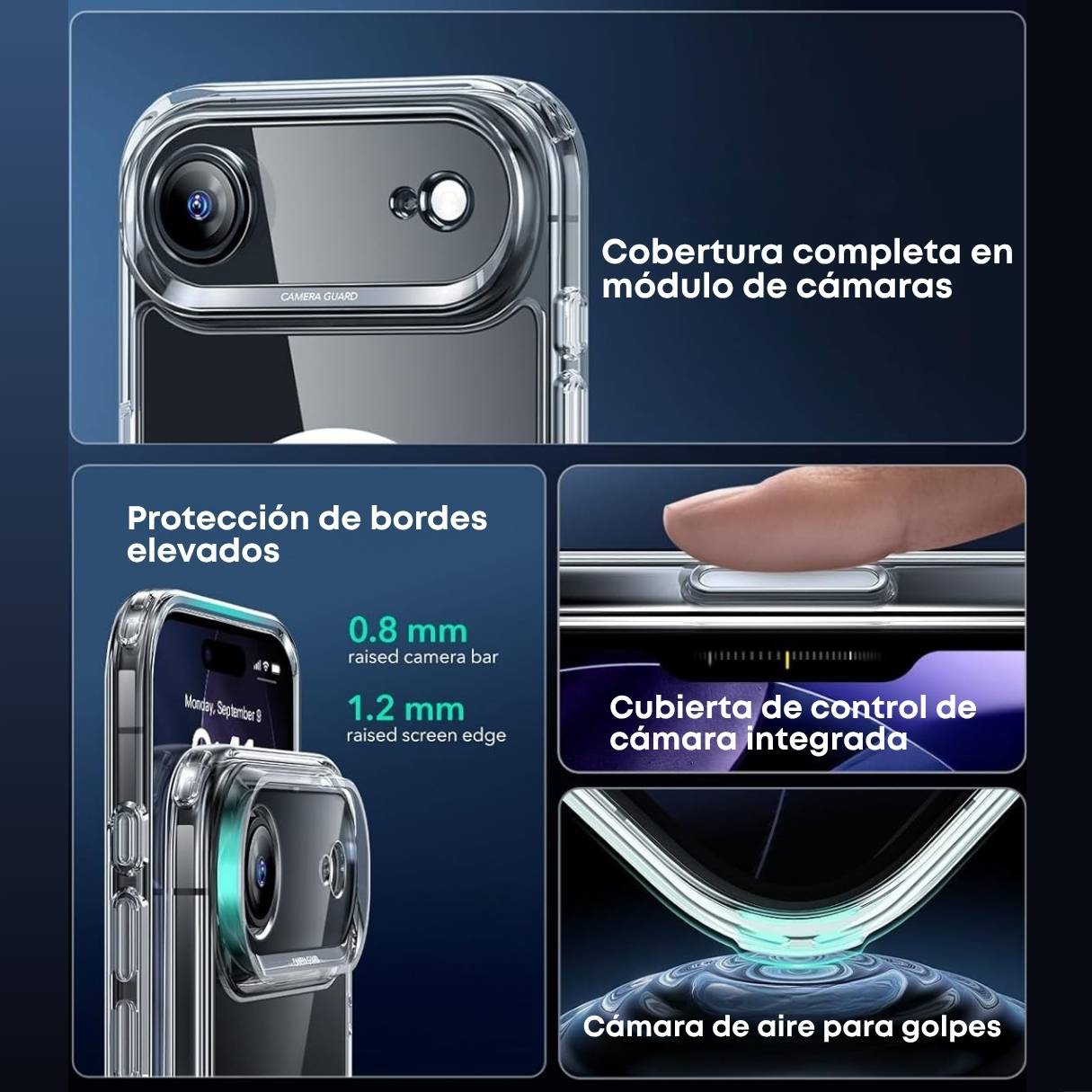 ESR Funda para iPhone 17 Air, control de cámara, compatible con MagSafe, protección de grado militar a prueba de golpes, funda transparente