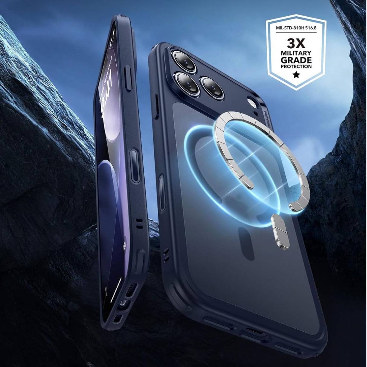 ESR Funda para iPhone 17 Pro Max, control de cámara, compatible con MagSafe, tecnología Shockof de grado militar, azul