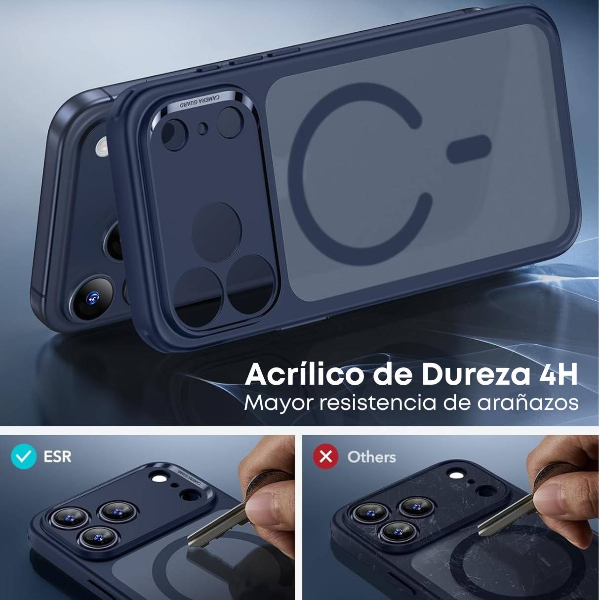 ESR Funda para iPhone 17 Pro Max, control de cámara, compatible con MagSafe, tecnología Shockof de grado militar, azul