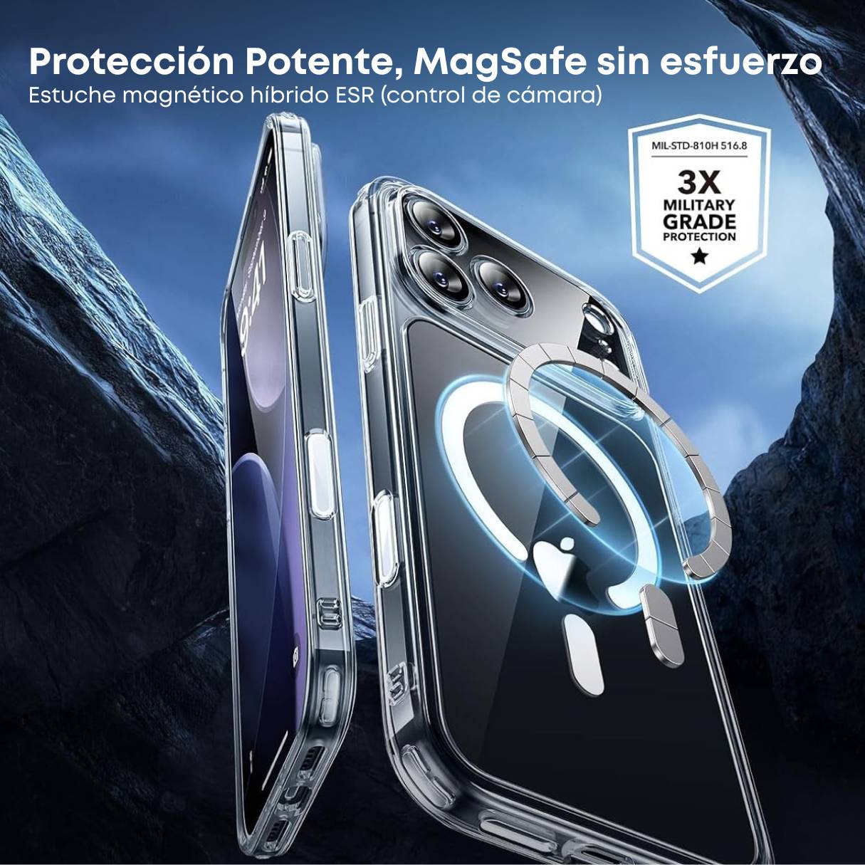 ESR Funda para iPhone 17 Pro Max, control de cámara, compatible con MagSafe, protección de grado militar a prueba de golpes, funda transparente