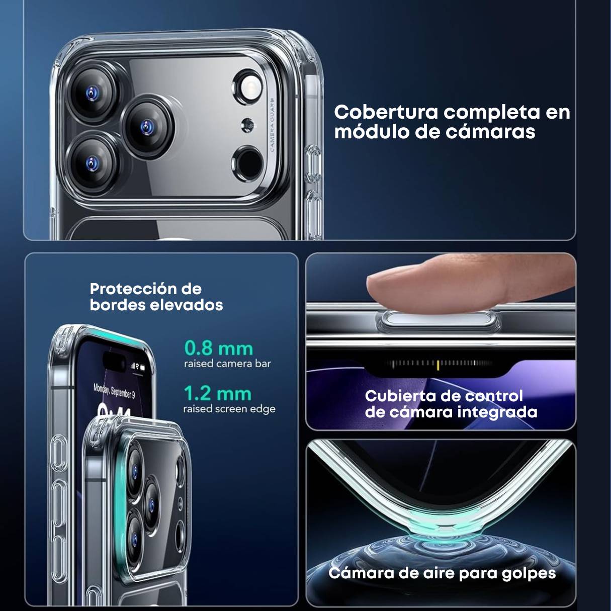 ESR Funda para iPhone 17 Pro Max, control de cámara, compatible con MagSafe, protección de grado militar a prueba de golpes, funda transparente