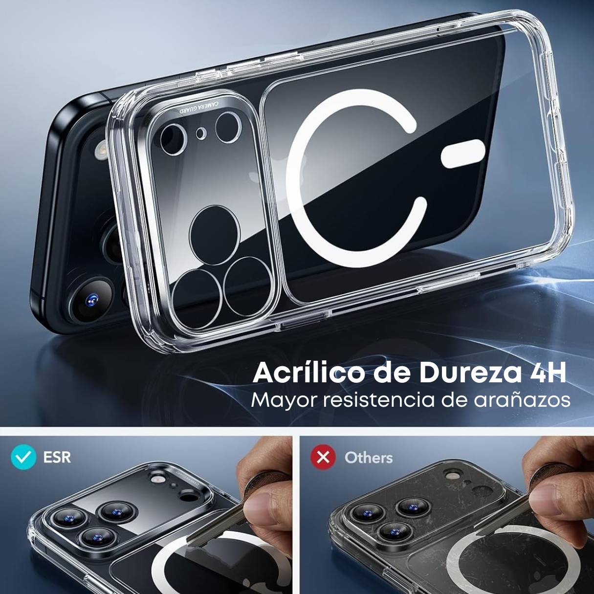 ESR Funda para iPhone 17 Pro Max, control de cámara, compatible con MagSafe, protección de grado militar a prueba de golpes, funda transparente