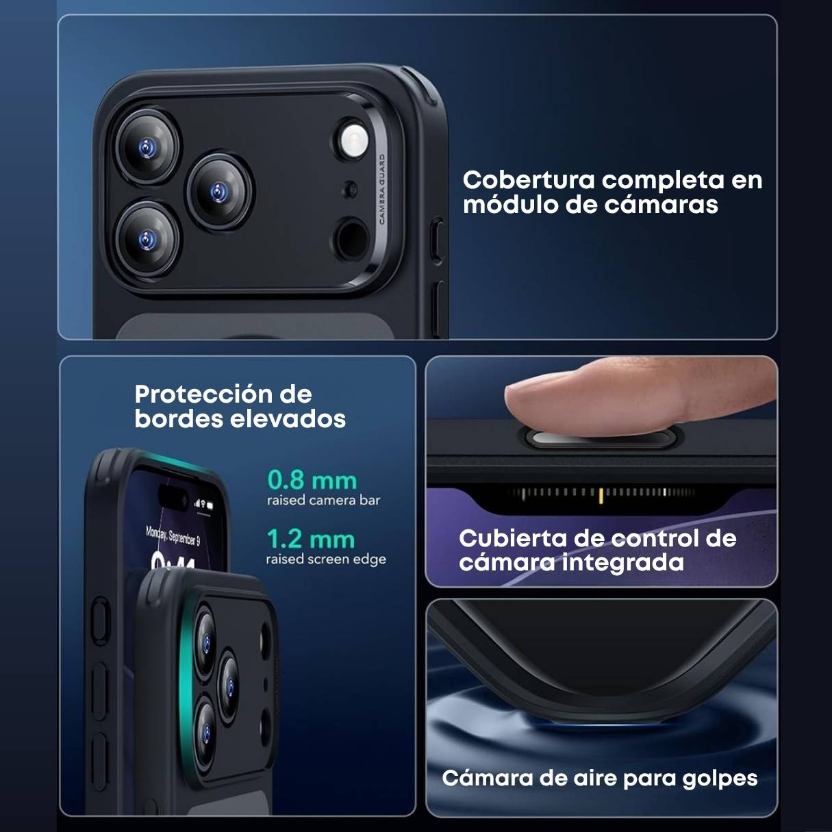 ESR Funda para iPhone 17 Pro Max, control de cámara, compatible con MagSafe, tecnología Shockof de grado militar, negro