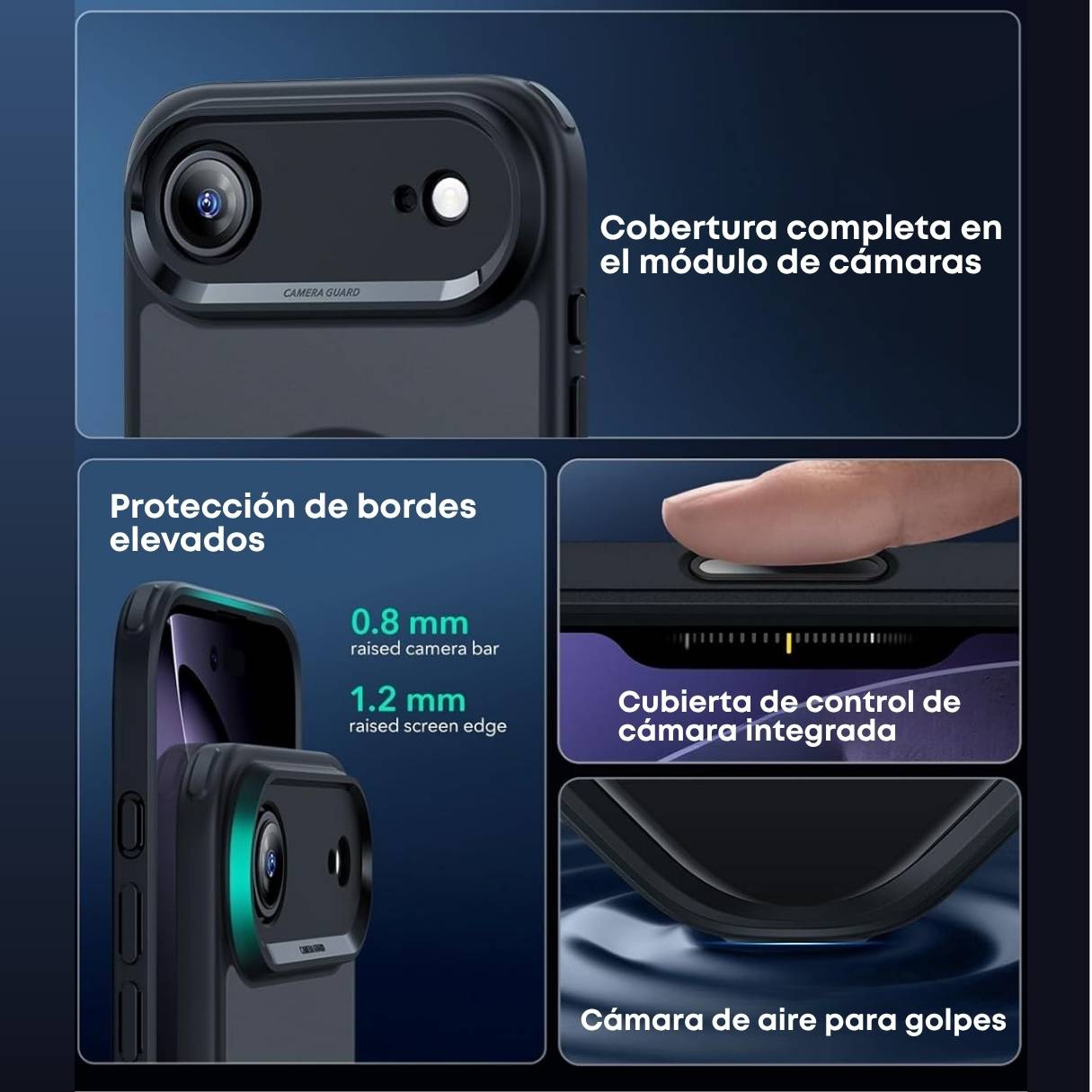 ESR Funda para iPhone 17 Air, control de cámara, compatible con MagSafe, tecnología Shockof de grado militar, negro esmerilado