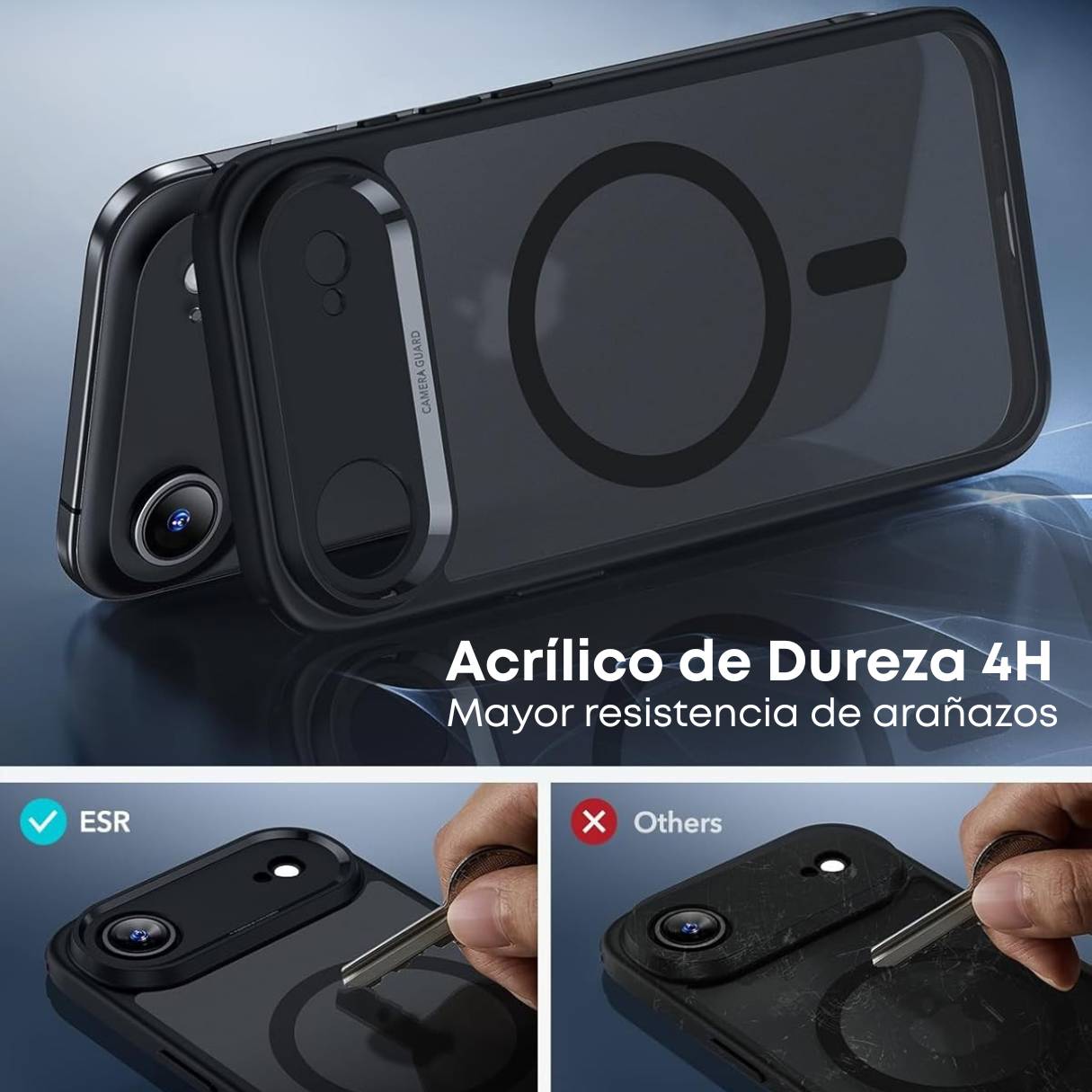 ESR Funda para iPhone 17 Air, control de cámara, compatible con MagSafe, tecnología Shockof de grado militar, negro esmerilado