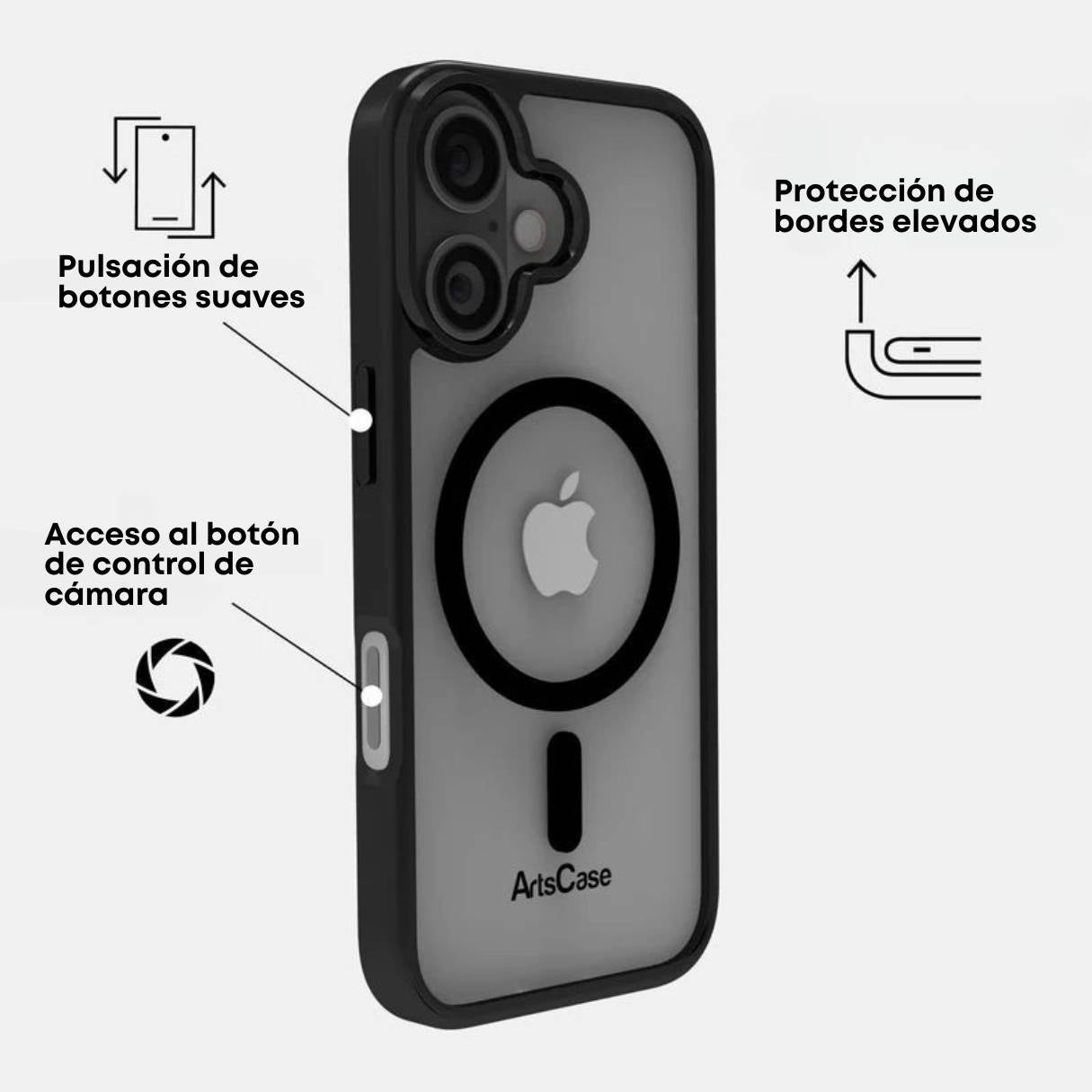ArtsCase Funda MagSafe Transparente Bordes Negros – iPhone 17