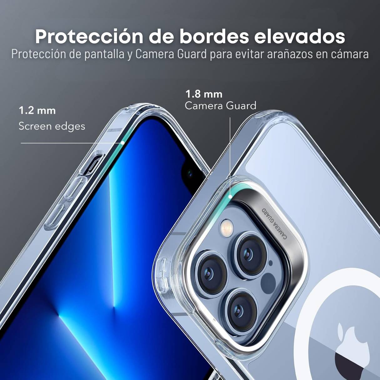 Funda ESR para iPhone 13 Pro con MagSafe, protección de grado militar 3X, anti amarilleo, con soporte de anillo de cámara integrado, funda transparente